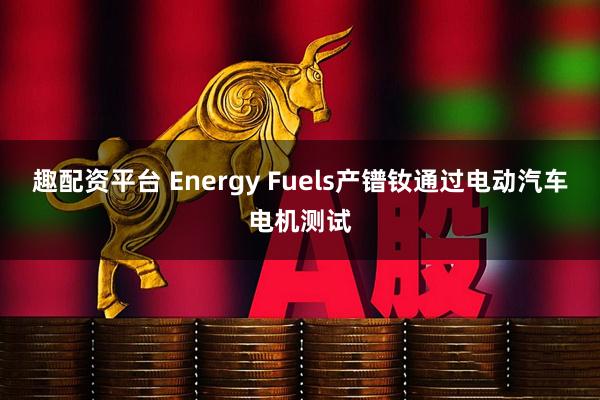 趣配资平台 Energy Fuels产镨钕通过电动汽车电机测试