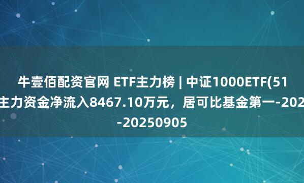 牛壹佰配资官网 ETF主力榜 | 中证1000ETF(512100)主力资金净流入8467.10万元，居可比基金第一-20250905